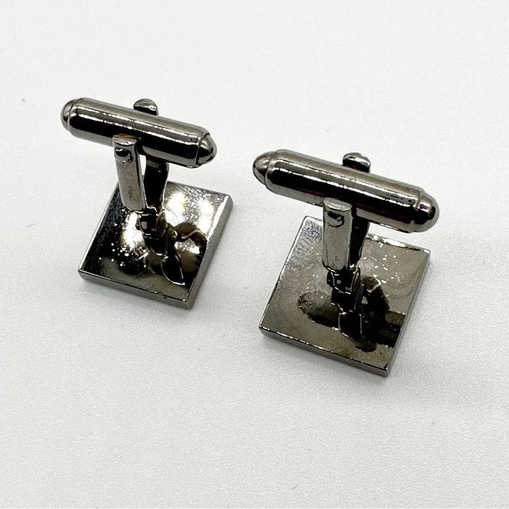 Vintage Anson Gunmetal w/ Gold Stripe Square Cufflinks